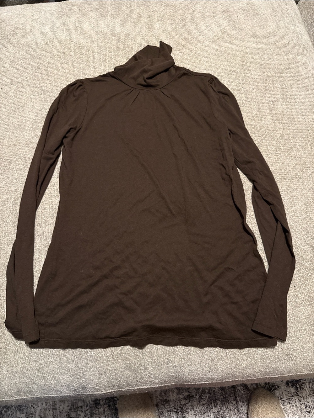 Gap Brown Modal Turtleneck Top Medium Puff Sleeve Stretch Lightweight